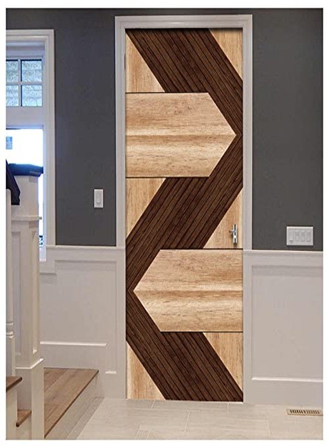 BP Design Solution Wooden Brown Design Door Sticker Wallpaper for Door, Almirah, Table, Ac, Fridge 36x 78 inch - Image 1